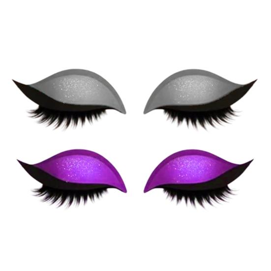 2 Pairs Lazy Eye Shadow Eyelash Patch 2-in-1 Eyeshadow Eyelashes Makeup Stickers Reusable Eye Makeup Stickers with False Lashes Shadow