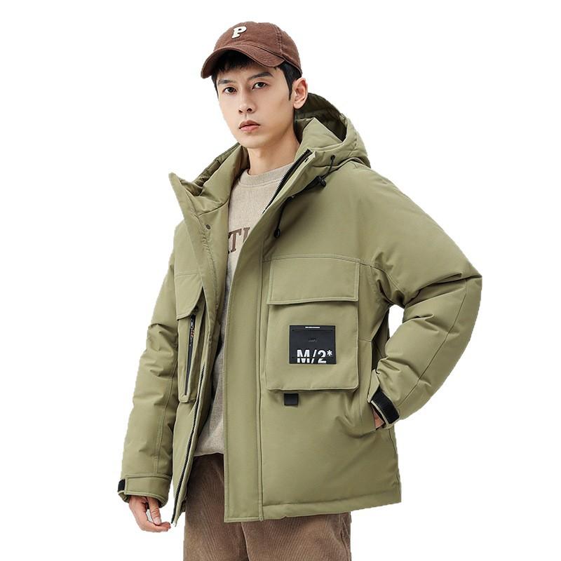 Winter men's down jacket new thickened outdoor hooded loose casual 90 white duck down trendy couple coat