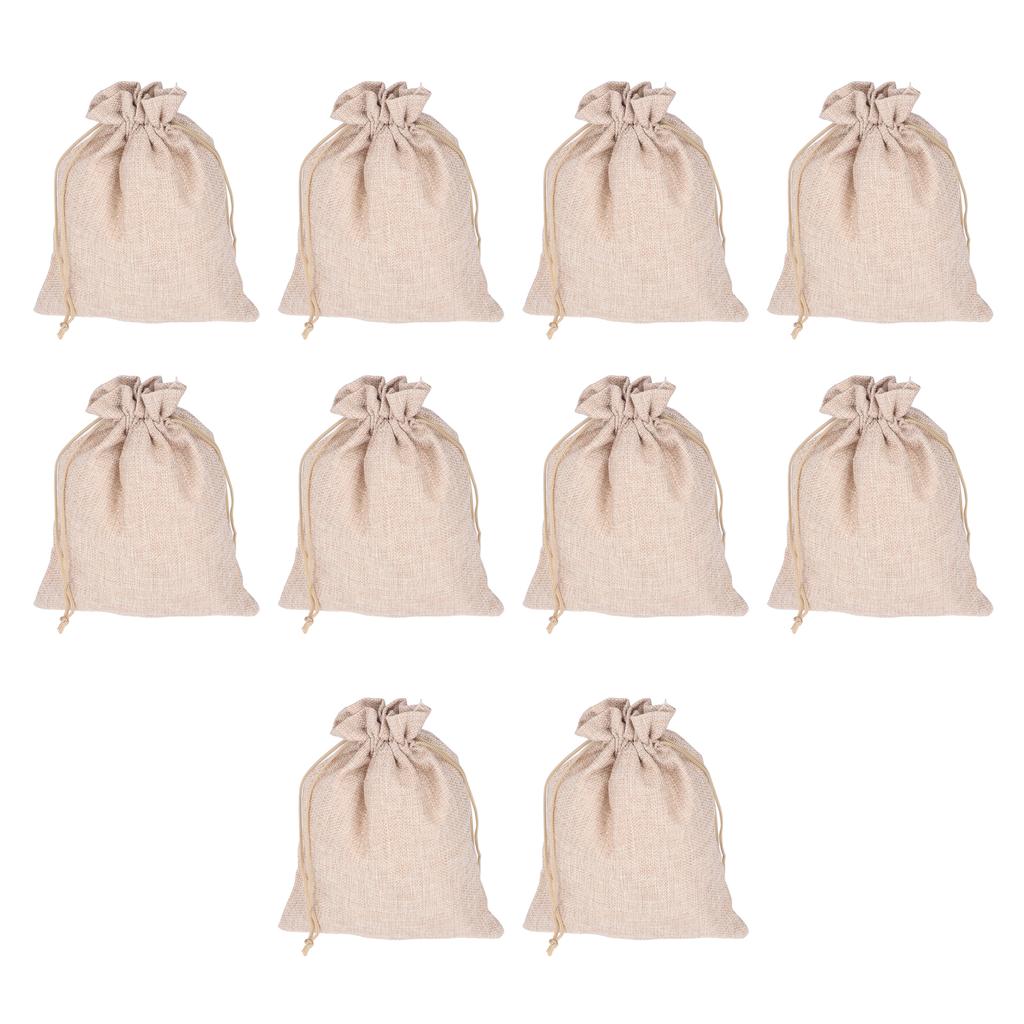 10Pcs Cotton Linen Bag Small Storage Drawstring Bag 9 X 6.7in Reusable Storage Bag for Bread Flowers