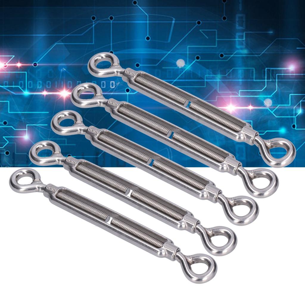 5Pcs Turnbuckle Eye and Eye Wire Rope Tension 304 Stainless Steel Shade Sail HardwareM6