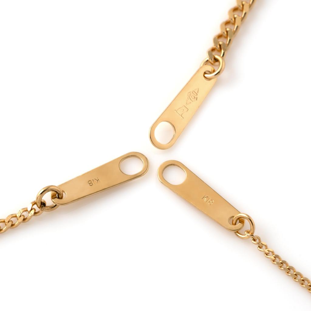 18K Yellow Gold Single Curb Chain Mint Certification [MJP] 0.25 Necklace, Mark, 50cm, Approx. 1.4g