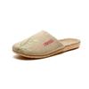 Summer Baotou embroidered women's linen slippers home wooden floor couple home floor indoor men's linen sandals