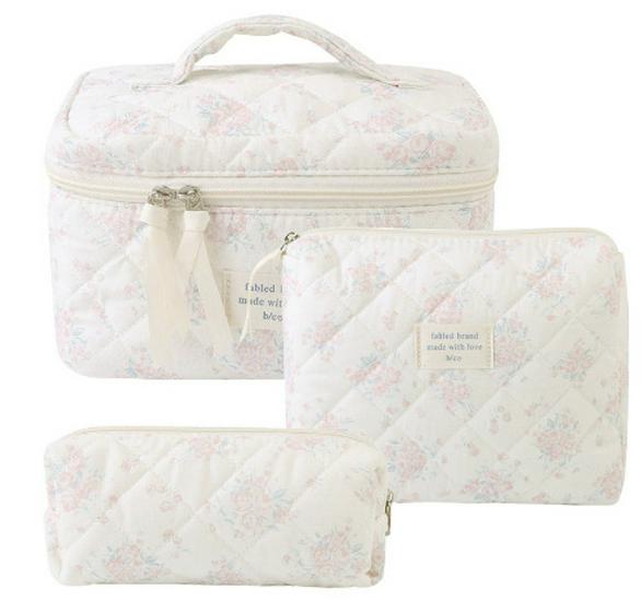 2023 Floral Cute Cotton Makeup & Toiletry Bag - Small, Fresh, Portable Storage Case