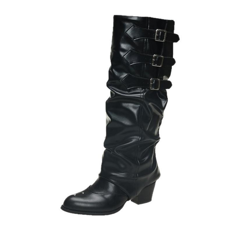 New Women's Shoes: Pointed-toe Boots, Retro and Versatile Belt-buckle Knight Boots
