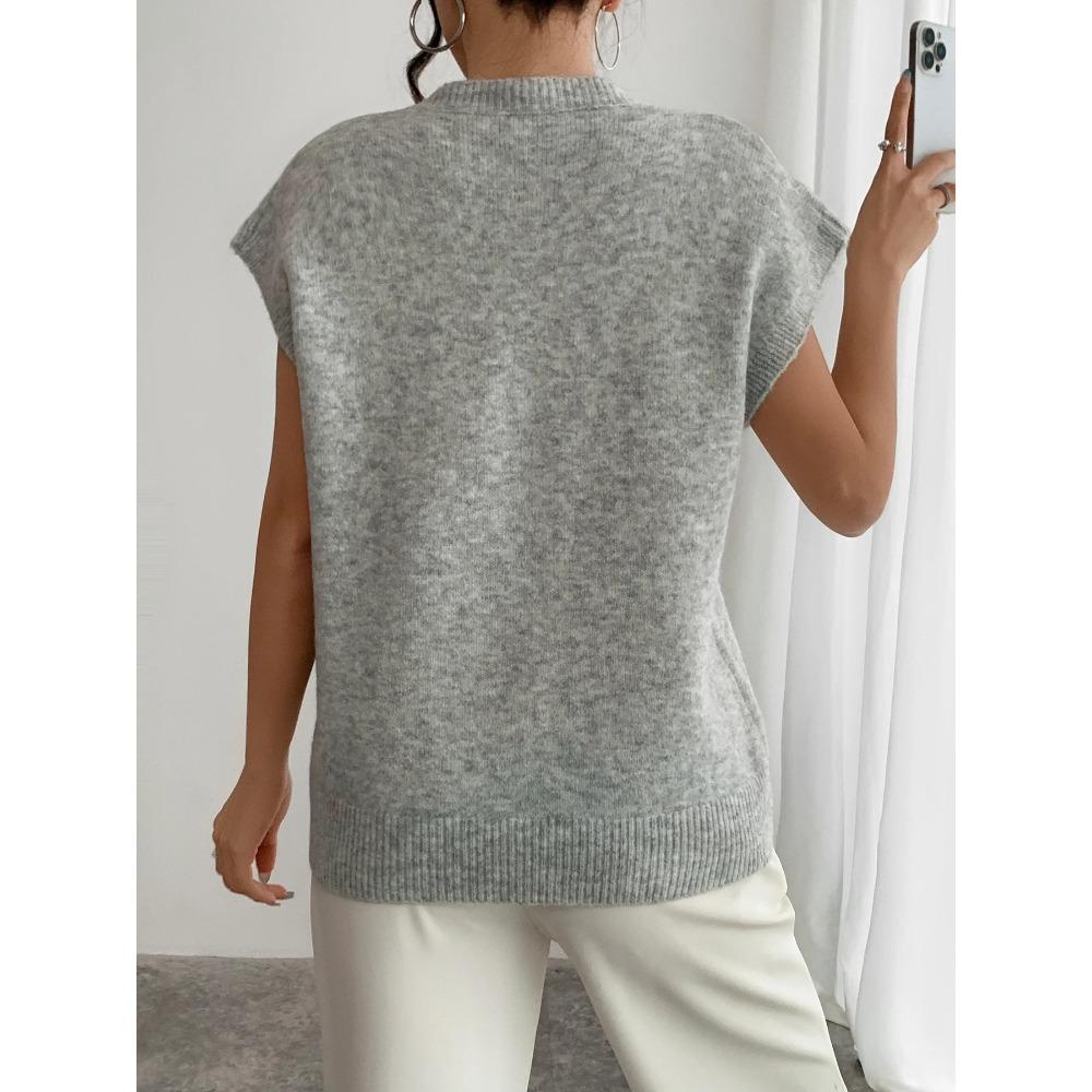 Gilet pull tricoté à col rond avec motif floral 3D élégant pour vêtements pour femmes