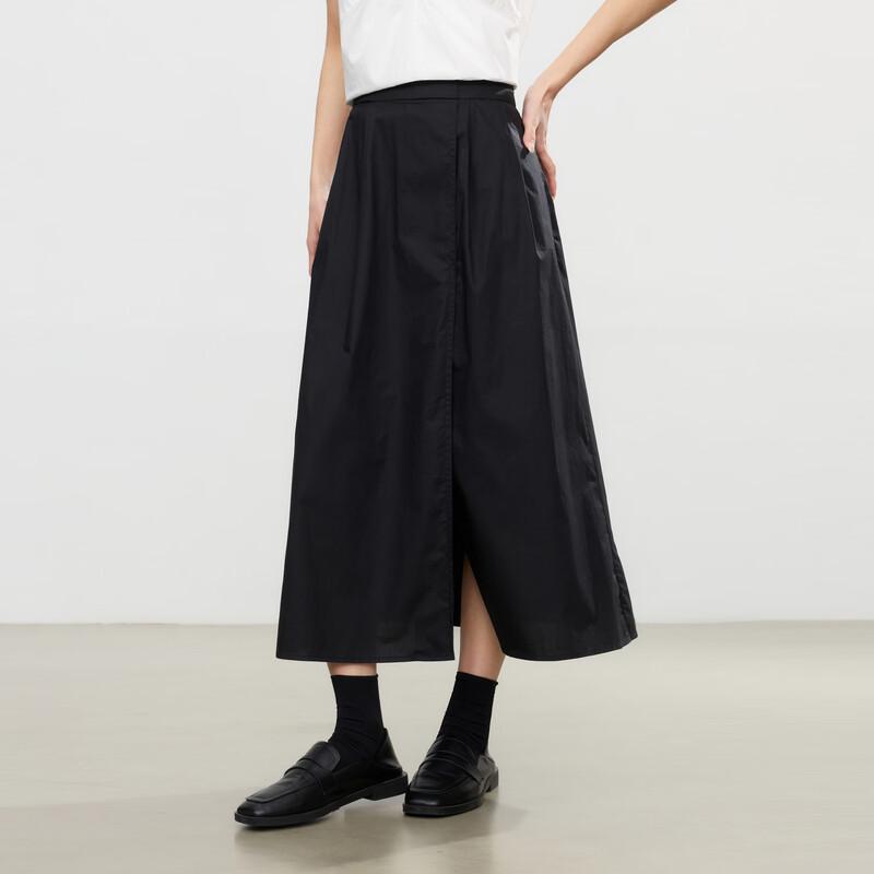 Elva  Island Summer Slimming A-line Slit Midi Skirt L