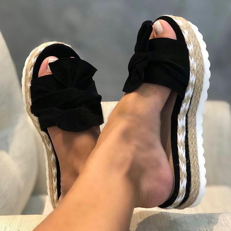 Fashion Slippers Women Sandals Platform Shoes Bow 2024 Summer Indoor Outdoor Flip-flops Beach Slides Female Chaussure Femme Chaussons