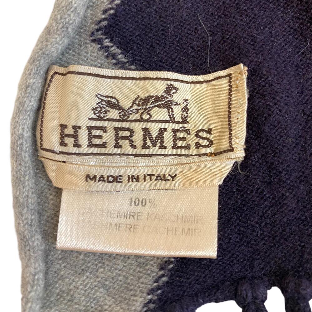 HERMES Geometric motif cashmere Scarf multicolor cashmere unisex Used