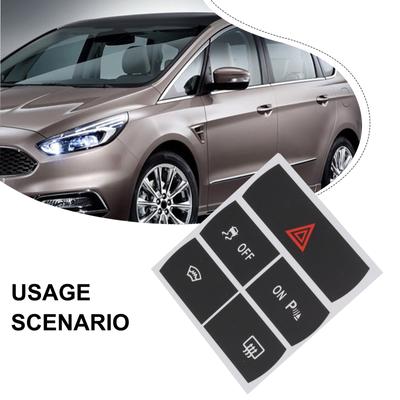 Push Button Decals Repair Stickers Automotive Repair Black Firm Adhesion Interior White Lettering For Ford S-Max