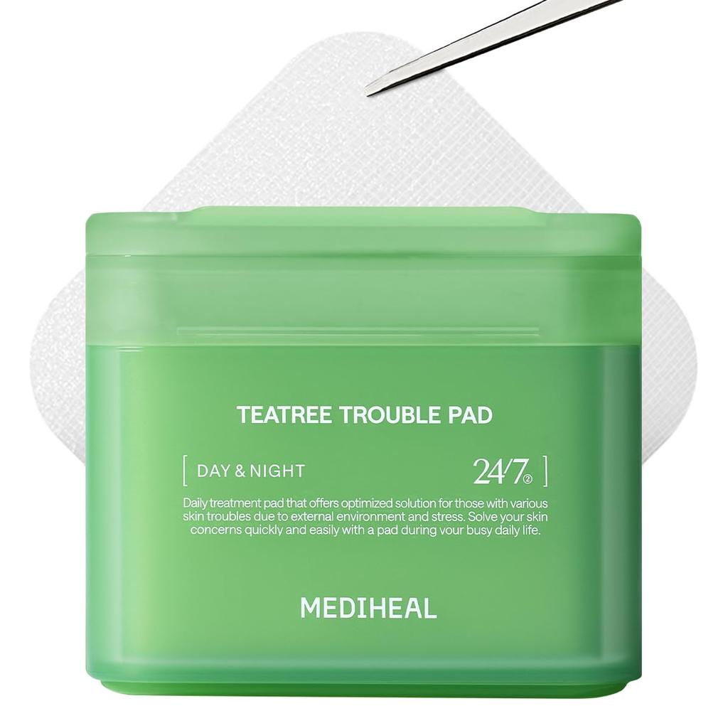 MEDIHEAL OFFICIAL Square Facial Toner Pads 100 Blemish Removal Korean Cosmetics (Tea Tree) Sheets, 170ml, Pads,