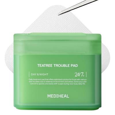 MEDIHEAL RESMİ Kare Yüz Tonik Pedleri 100 Leke Giderme Kore Kozmetiği (Çay ağacı) Nevresimler, 170ml, Pedler,