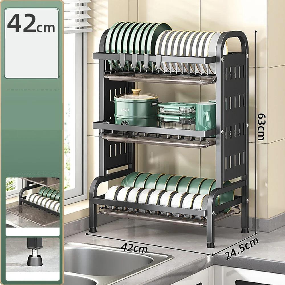 

Вместительная стойка с поддоном для слива, полка для тарелок из углеродистой стали, трубка для столовых приборов, разделочная доска, место для хранения кухонных принадлежностей