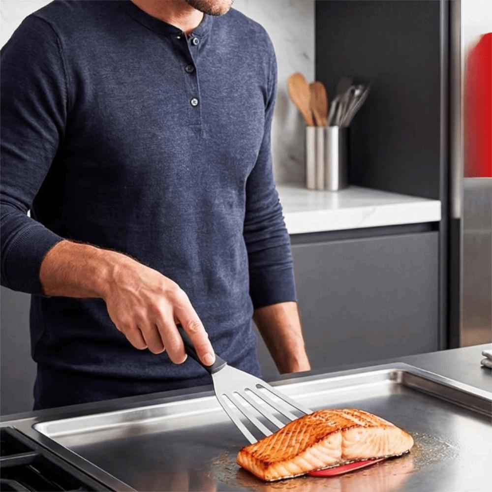 2Pcs/Set Anti-scalding Steak Spatula Heat-resistant Slotted Turner Frying Fish Spatula Outdoor