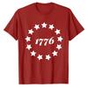 Vintage 1776 Circle 13 Stars Print Tshirt Patriotic Usa Graphic Short Sleeve Casual Outdoor Holiday Daily Wear Tee Fashion Trend