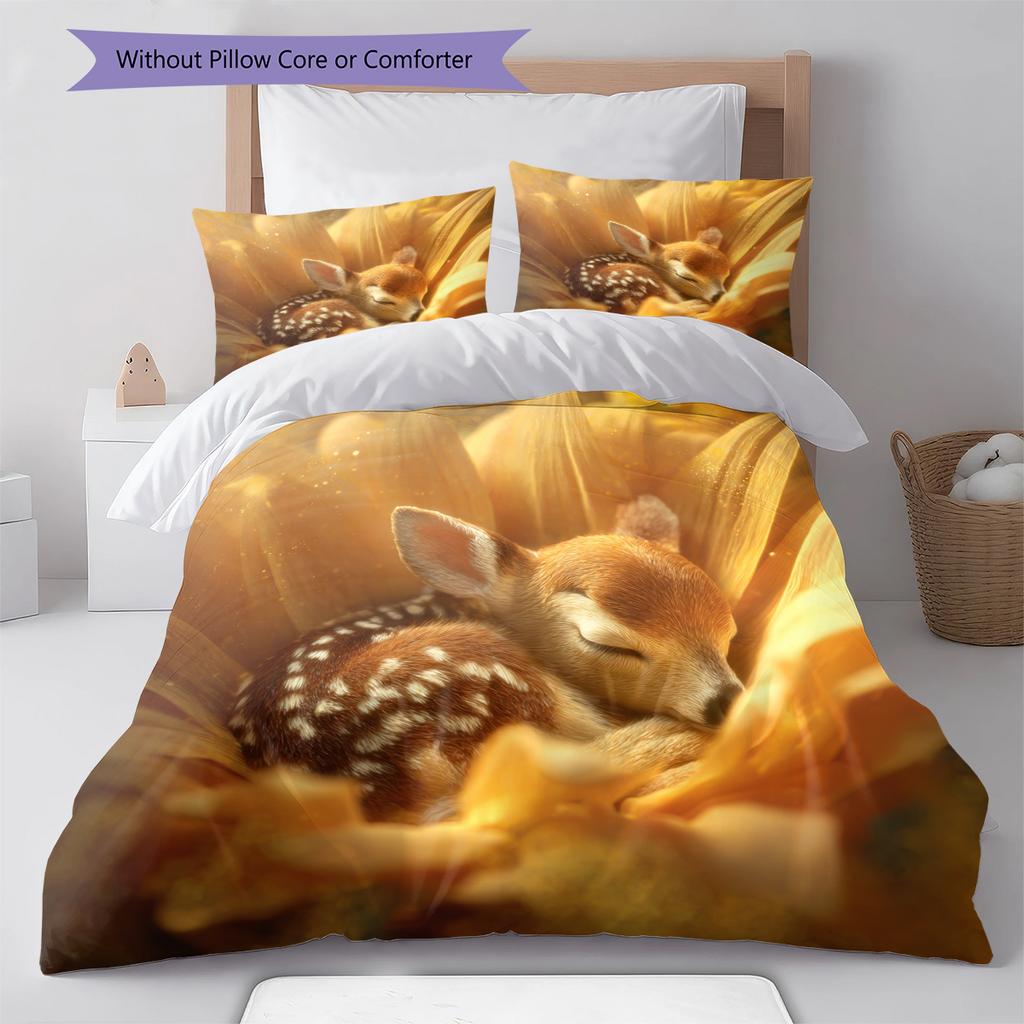 Conjunto de Colcha com Padrão de Desenho Animado Capa de Colcha Fronha Decoração de Casa Presente de Aniversário (1 capa de edredom + 2 fronhas, sem enchimento.)