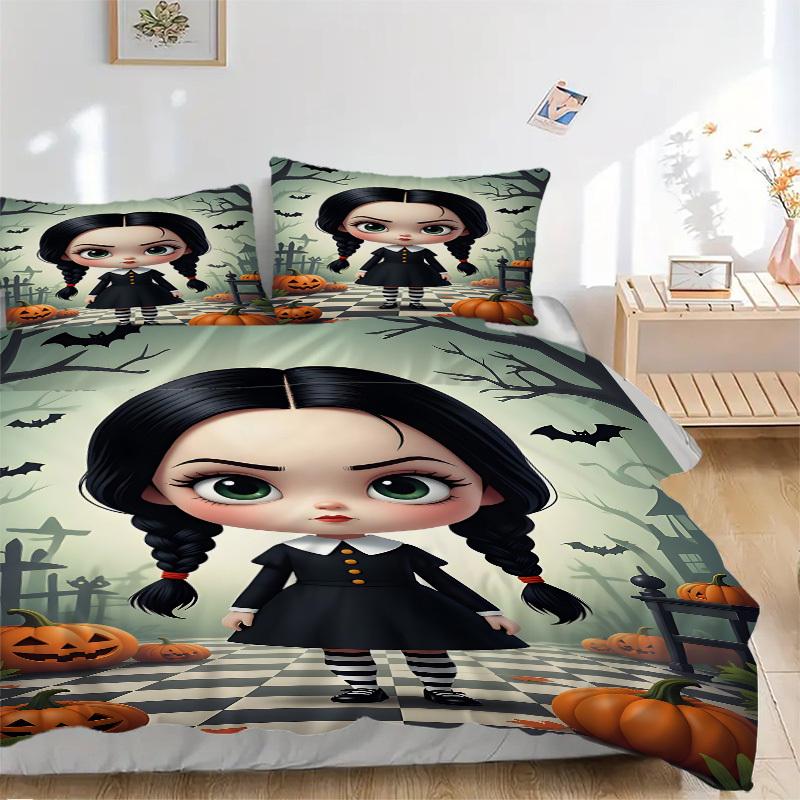 

Набор постельного белья на Хэллоуин с рисунком платья, 3 предмета: 1 пододеяльник + 1/2 наволочки (Без вкладыша), Пододеяльник для двуспальной кровати, Комплект постельного белья, Постельное белье, Сезонный Be 135x200cm