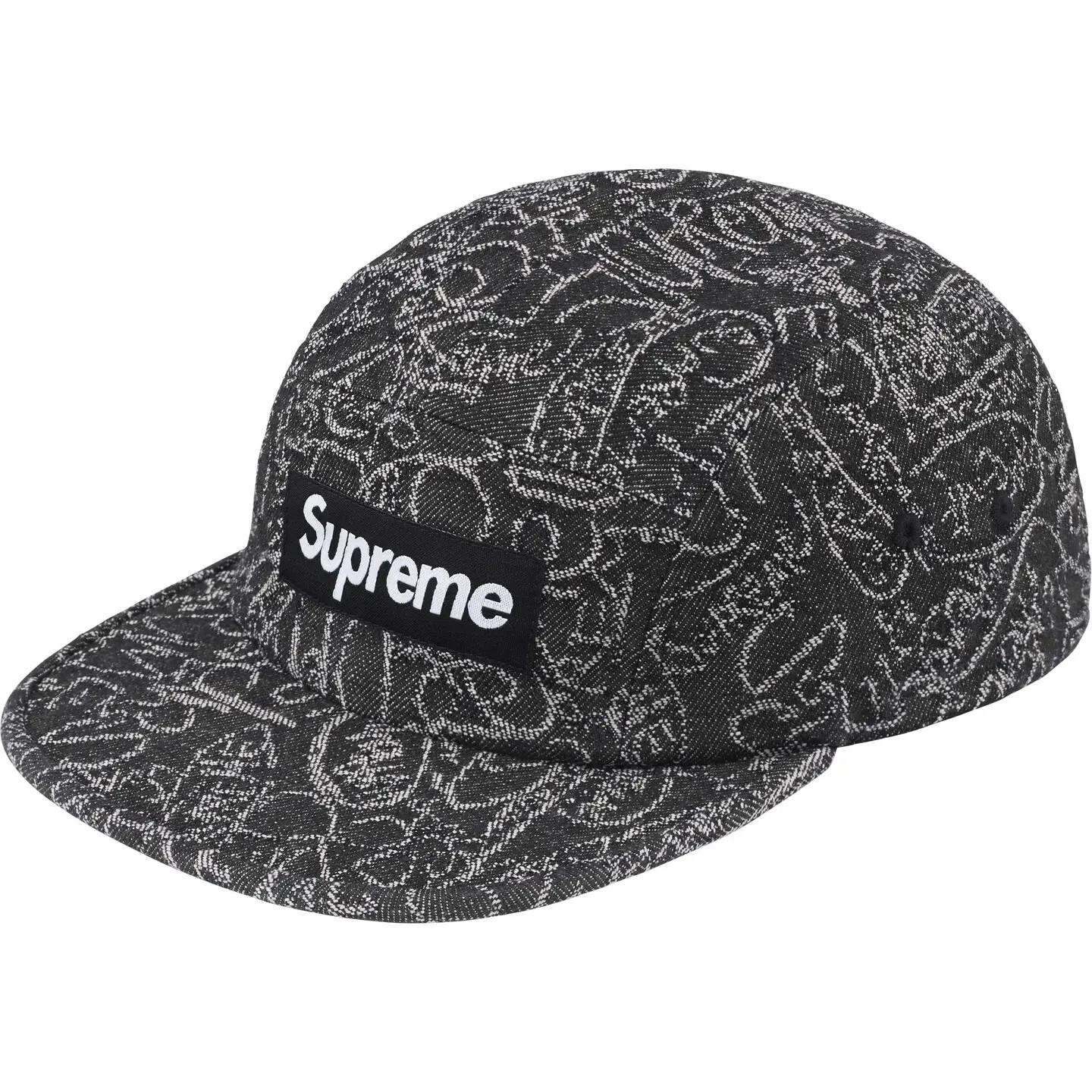 Supreme Handwriting Denim Camp Cap Black One-Size