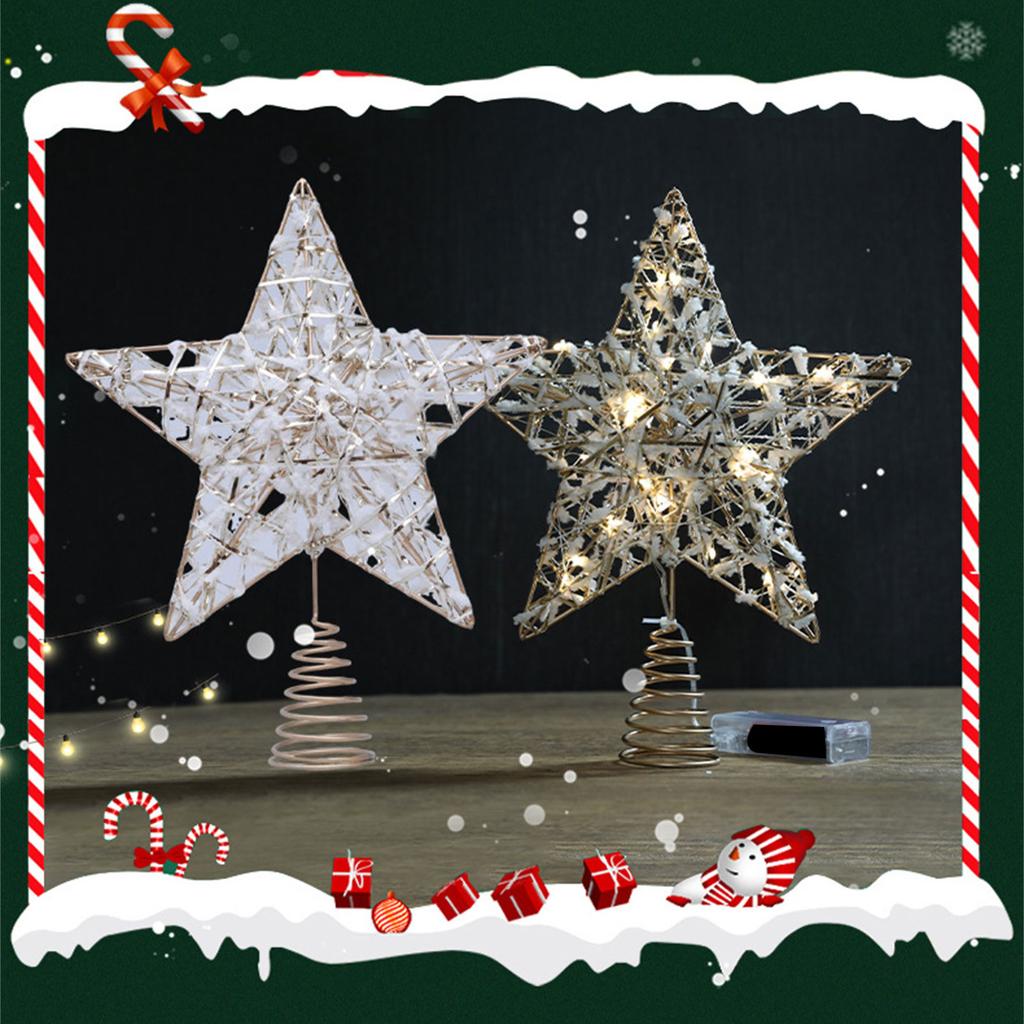 Champagne Yarn Christmas Star Tree Topper Rust Resistant Iron Decor For Holiday Outdoor Indoor Festive Decorations