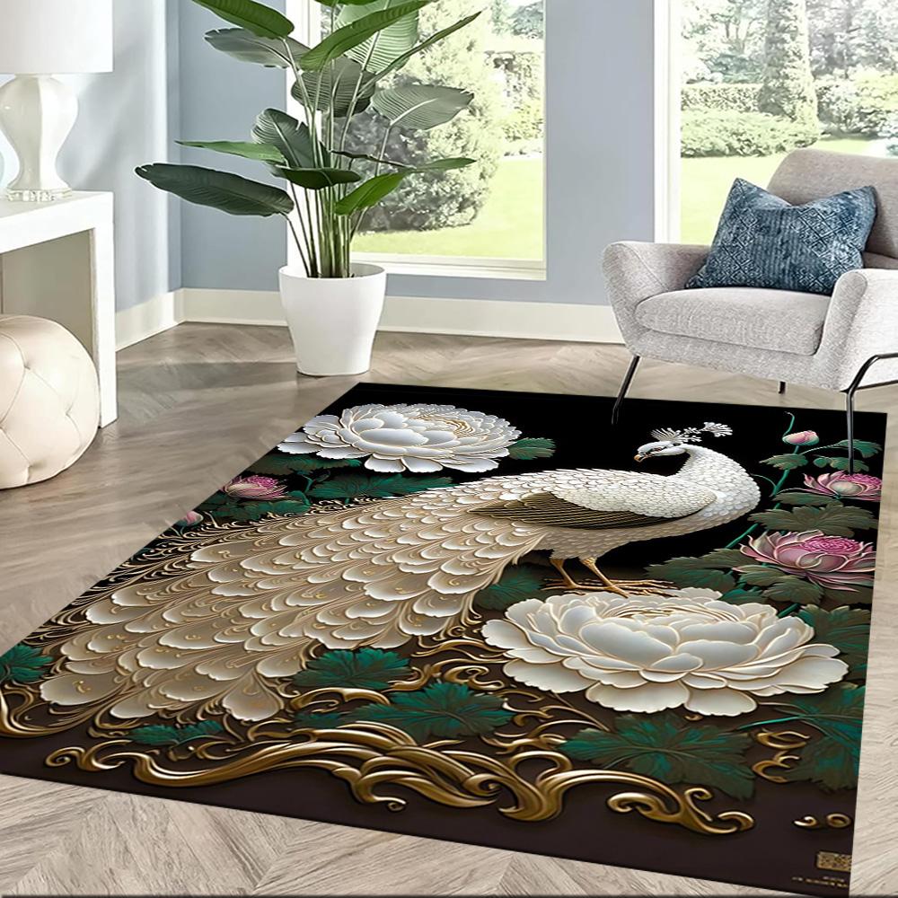 Elegant Peacock Fantasy Art Floor Mats for Living Room, Bedroom and Room Decoration Are Suitable for Gifts.