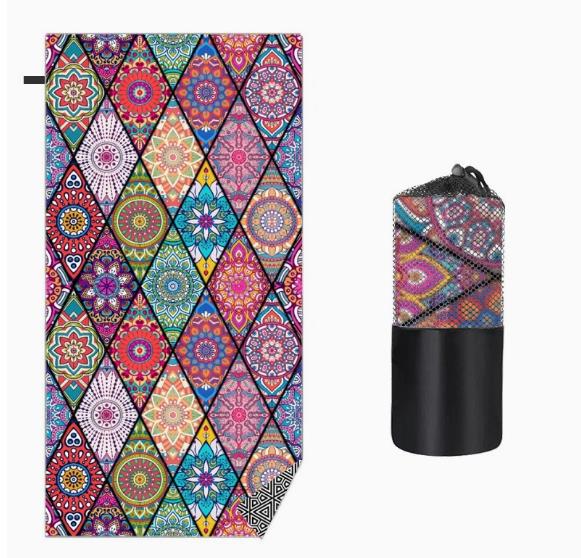 Bohemian Giraffe Print Double-Sided Fleece Quick Dry Beach Towel Absorbent Microfiber Bath Towel for Swimming Gym Travel