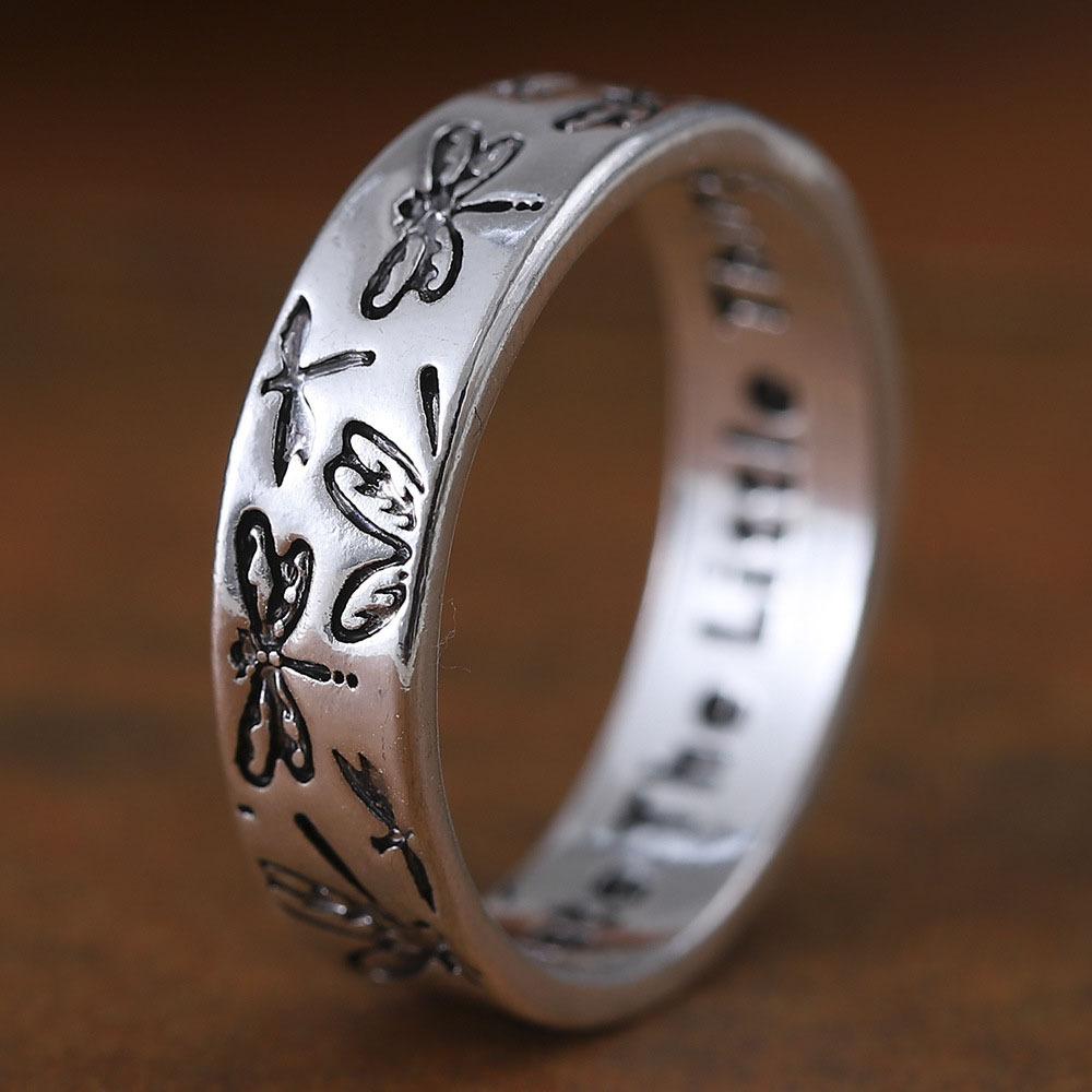 Vintage Engraved Butterfly Ring Exquisite Size Butterfly Letter Women's Ring Couple