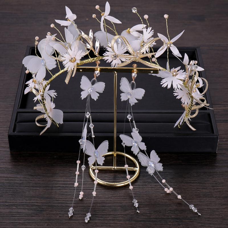 Bridal Hair Accessory butterfly , Flower Hairband ,earrings for Women and Girls