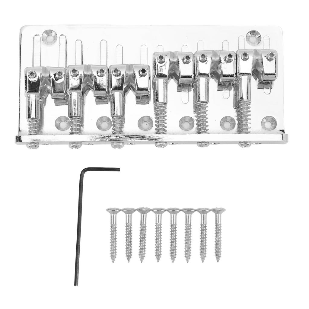 Bass Bridge Zinc Alloy Fixed Type 6 String Electric Bass Bridge Replacement for Practice