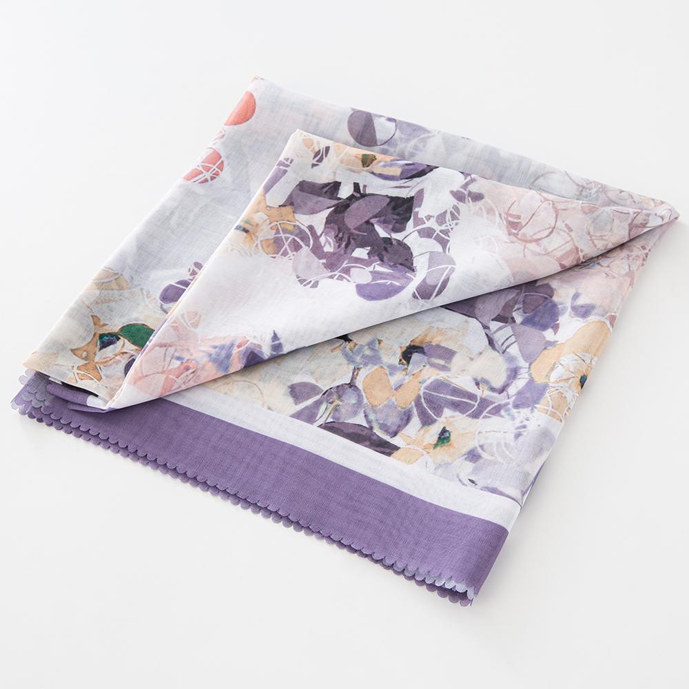 

New Malaysia Tudung Bawal Flower Print Hijab Laser Cut Edge Headscarf Premium Cotton Voile Soft Muslim Square Scarf