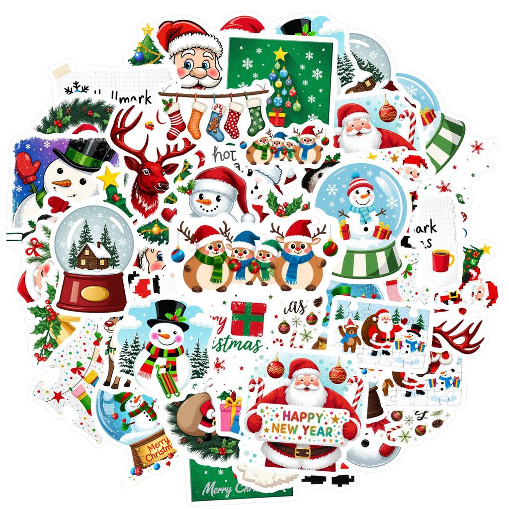 35pcs Cute Snowman Stickers Cheerful Ornaments Stickers Funny Stickers For Laptop Motorcycle Luggage Phone Suitcase