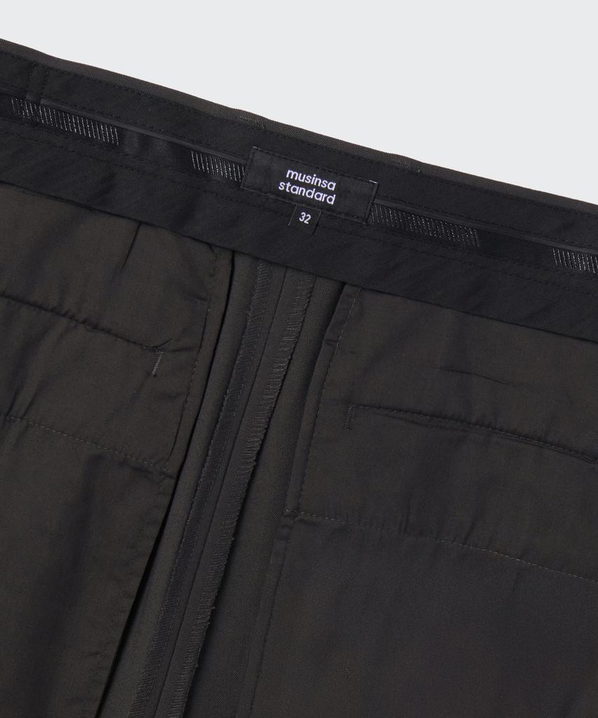 MUSINSA STANDARD One-Tuck Loose Tapered Hidden Banding Slacks [Gunmetal]