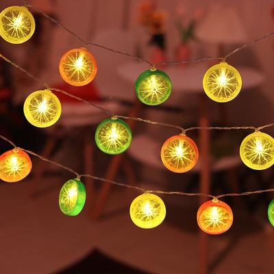 LED-Lichterkette in Zitronenscheibenform, kleine und frische Dekorationslichtanordnung, festliche fruchtfarbene Lichter