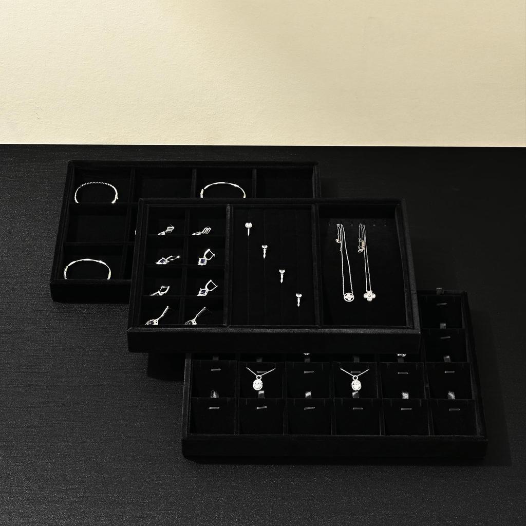 Papten Jewelry No for for Home Commercial P23601 Tray, Velvet, Large, Dividers, Rings, Watches, Necklaces, Display, Storage, Simple, High-End,