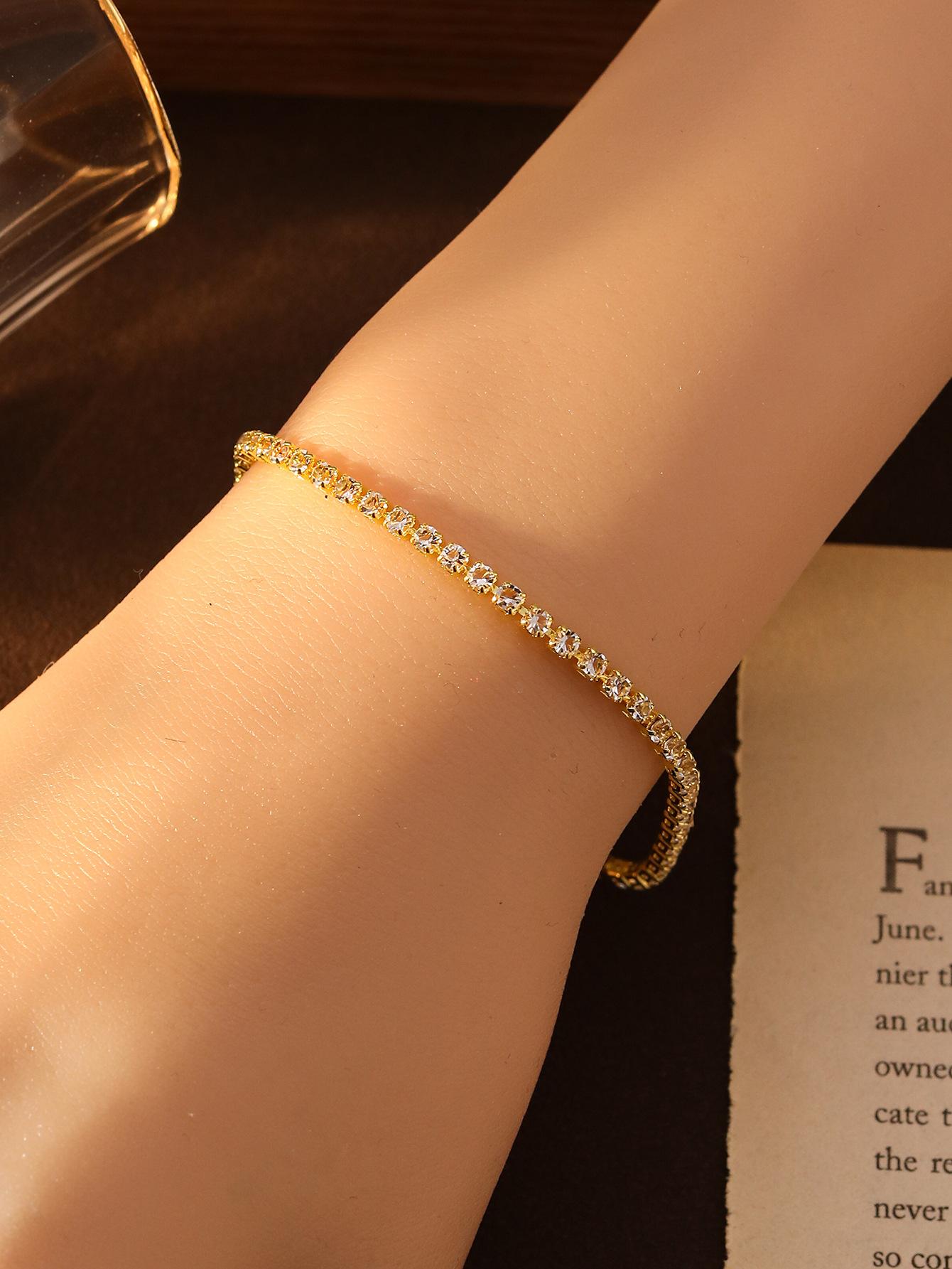 

Simple Luxury Shining Brightly Geometric Multi-row Zircon Bracelet for Women Engagement Bride Wedding Fashion Designer Jewelry