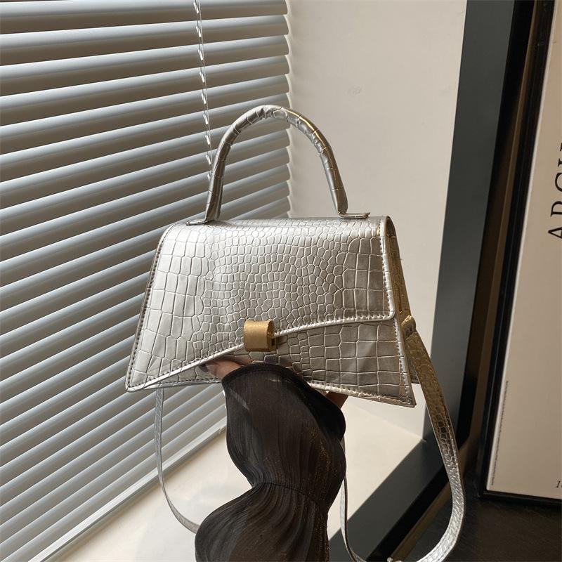 Niche Design Women'S Bag Retro Crocodile Pattern Lock Underarm Versatile Single Shoulder Crossbody Small Square Bag