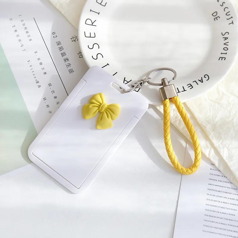 New Fashion Employee Plastic Card Cover Lanyard Work Card Holder Business ID Badge Holder Name Tag Bags Case Cute Bow