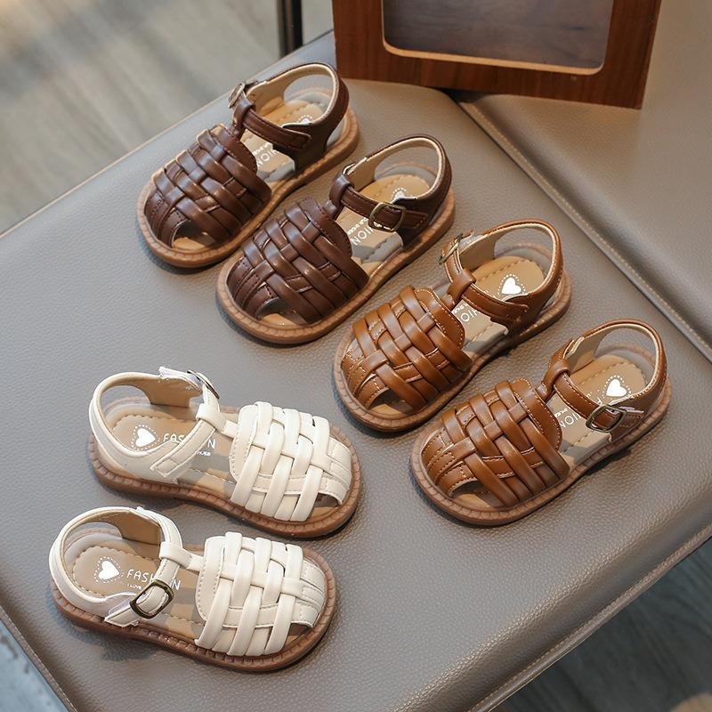 New Summer Closed-toe Sandals for Girls, Soft Comfy Anti-slip Kids Beach Shoes