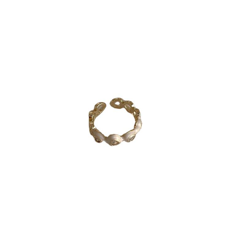 Women's High-End Creamy White Glazed Heart Ring – Fashionable Index Finger Accessory