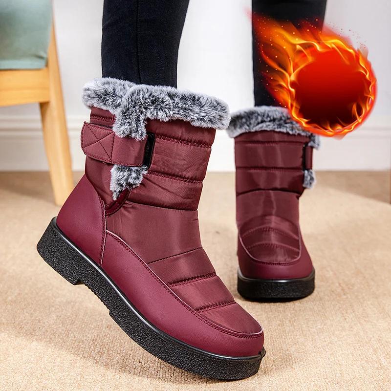 Fashion Women's Waterproof Winter Snow Boots Non Slip Platform Warm Ankle Boots Women Thicken Plush Cotton Padded Shoes Botas De Mujer
