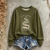 Women's Christmas Print Long Sleeve Crewneck Sweatshirt Casual Holiday Pullover Top