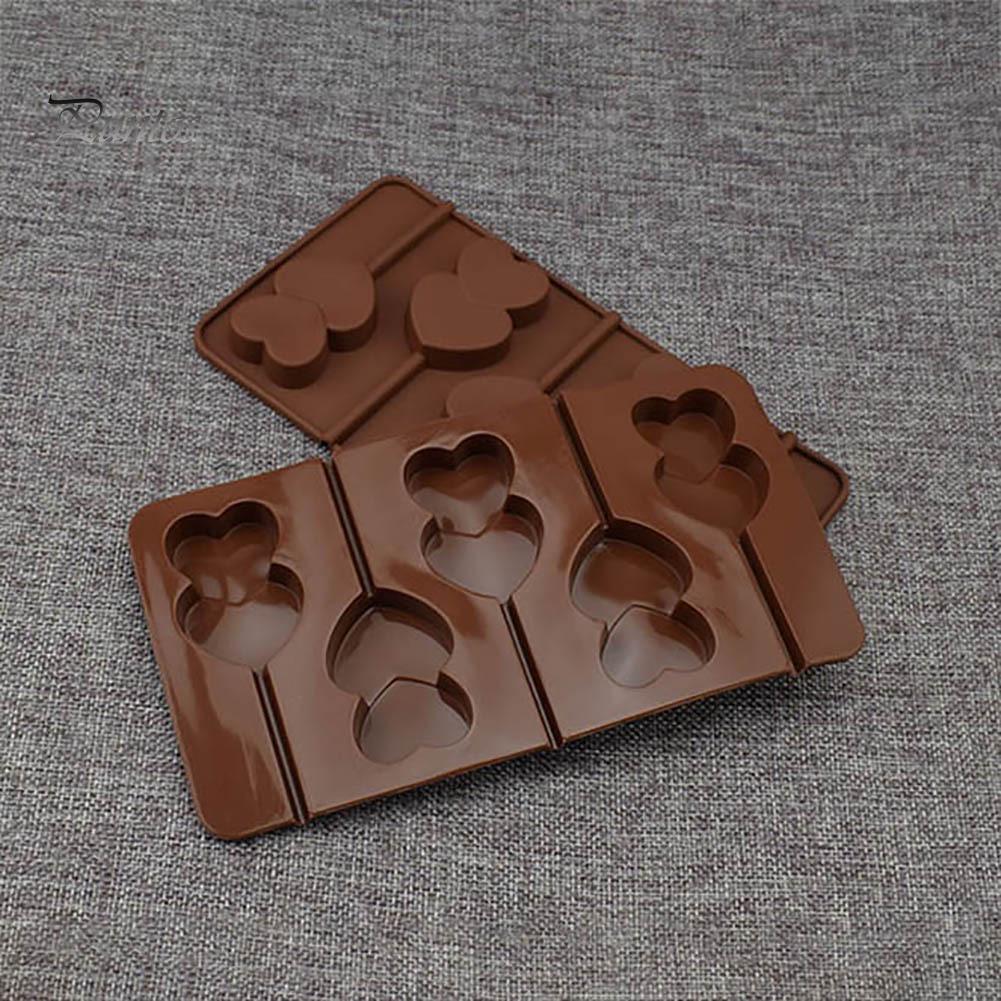 Puntos Silicone 5 Grid Double Heart Shaped Non Stick Lolly Chocolate Cookie Candy Mold