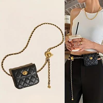 Bolsa de cintura com corrente de couro, alça de ombro, bolsa transversal feminina, carteira de cintura, bolsa de cintura da moda, cinto de jogo removível
