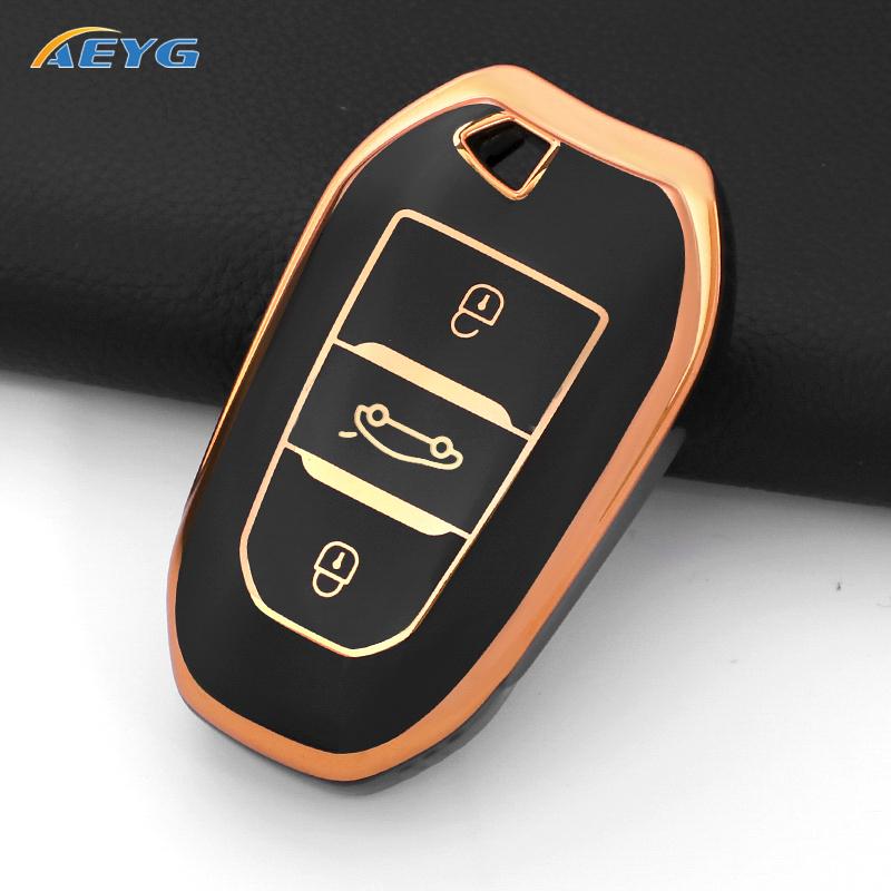 Tpu Car Remote Key Case Cover For Peugeot 308 408 508 2008 3008 4008 5008 Citroen C4 C4L C6 C3-Xr Picasso Ds3 Ds4 Ds5 Key Chain