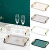 New Gold Handle Rectangular Tray Phnom Penh Multi-function Tea Cup Tray Luxury Style Plastic Storage Tray Home Kitchen Supplies