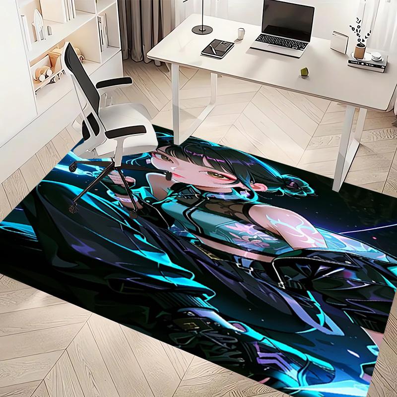 1pc Demon Hunter Print Area Rug - Soft, Washable Non-Slip Indoor Mat, Living Room, Home Office Decorative Rug,Office Decorative