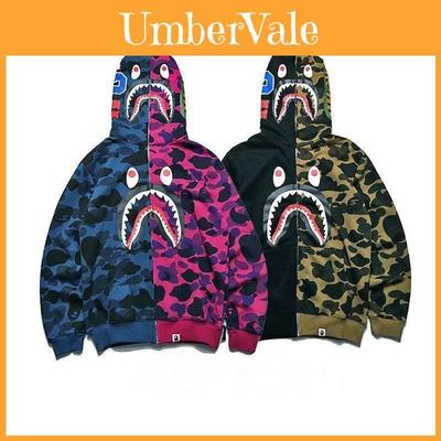Moletom com Estampa de Cabeça de Tubarão da Moda com Design Elegante de Zíper Para Entusiastas da Moda Jovem no Outono