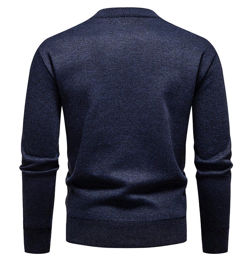 Men's Velvet-Lined Knit Sweater - Warm Autumn/Winter Round Neck for Middle-Aged Dads