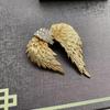 Elegant Gold-Plated Vintage Wing Brooch: Retro 3D Design for Suits and Coats