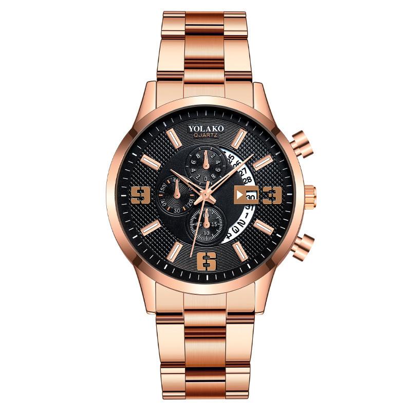 

Fashion Mens Quartz Steel Watch With 24h Indicator For Business And Casual Wear Rose Gold
