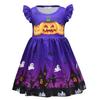 European And American Children'S Skirts Halloween Horror Night Children'S Dresses Short Ruffle Sleeves Girls Clothes Round Neck Evening Dresses