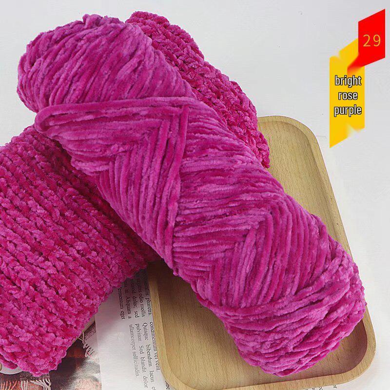 Chenille Golden Silk Velvet Yarn Ball - Medium Thick Glossy Yarn for Hand Knitting and Crochet Slippers.